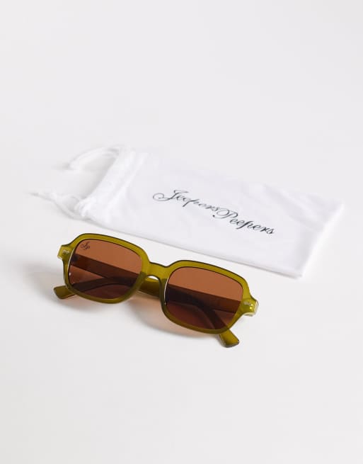 Jeepers Peepers - Occhiali da sole squadrati verde oliva , 3 di 3