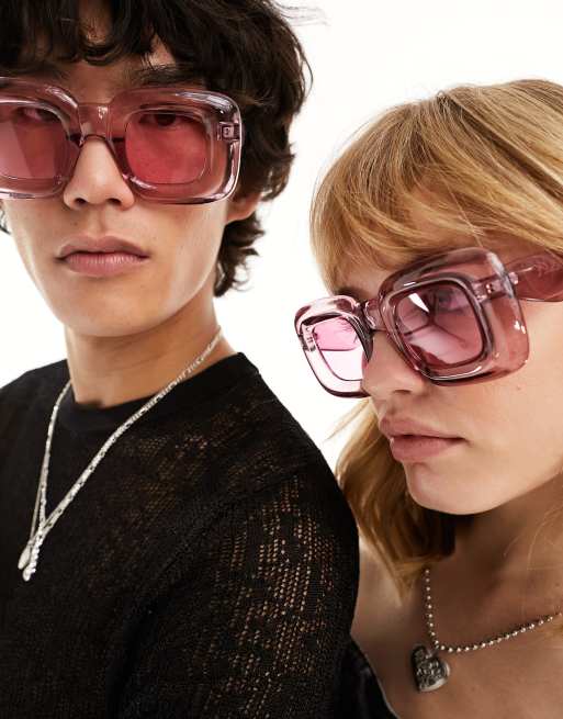 Jeepers Peepers - Occhiali da sole squadrati viola bombati, 4 di 4