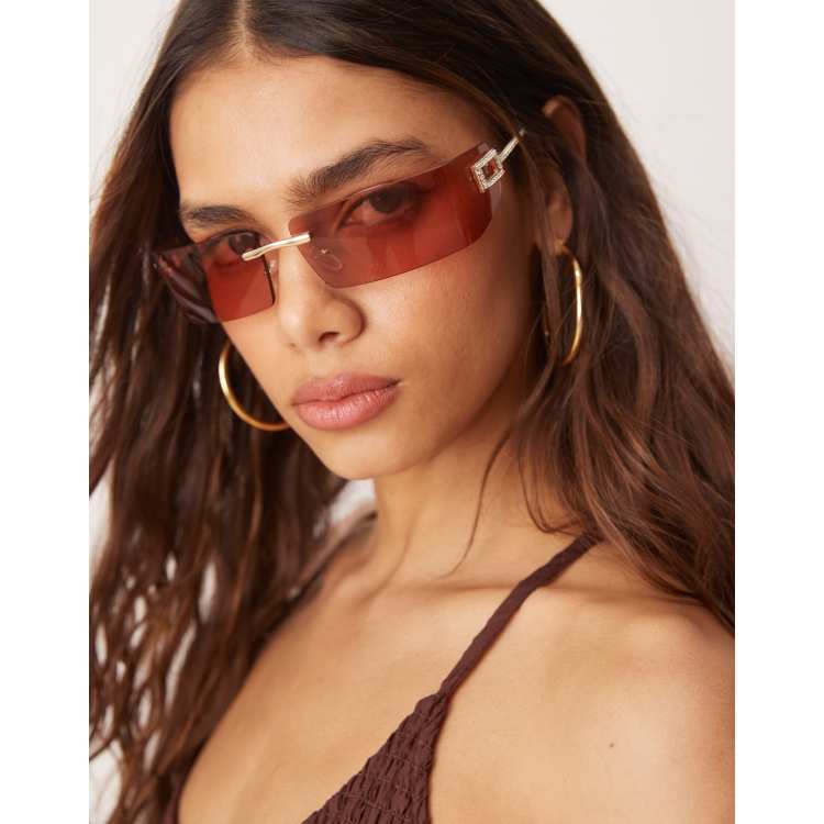 Jeepers Peepers Occhiali da sole stile anni 2000 squadrati senza