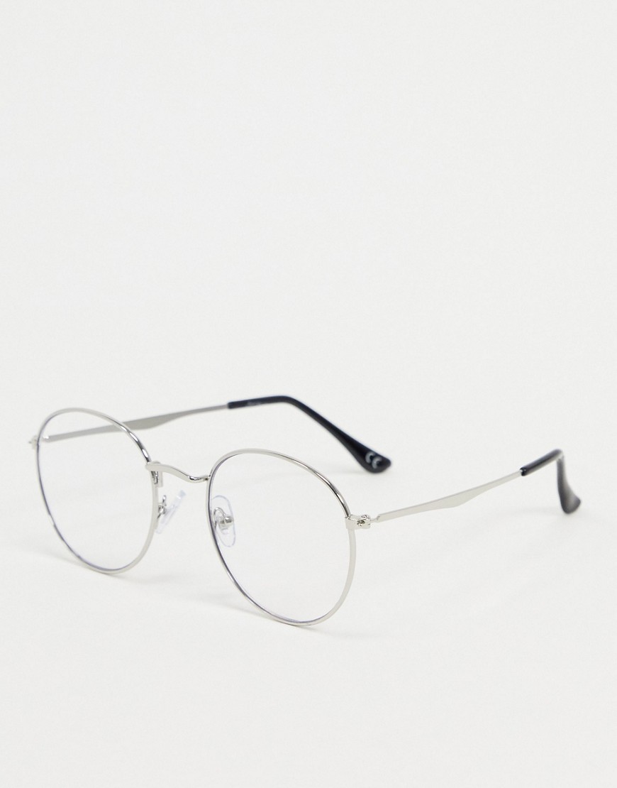 Jeepers Peepers - Occhiali rotondi argento con lenti trasparenti