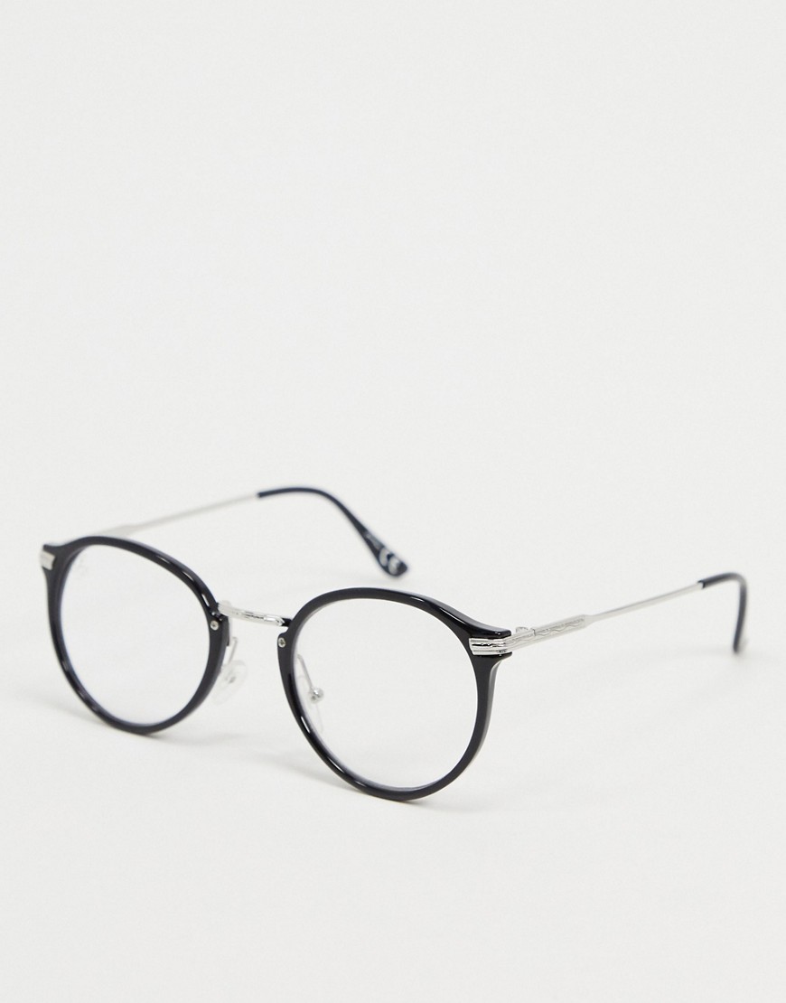Jeepers Peepers - Occhiali rotondi neri con lenti trasparenti-Nero