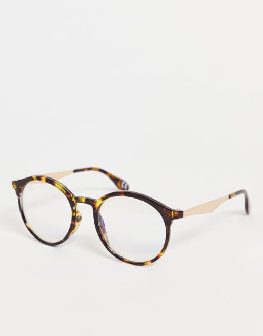 Jeepers Peepers - Occhiali rotondi rétro per luce blu tartarugati