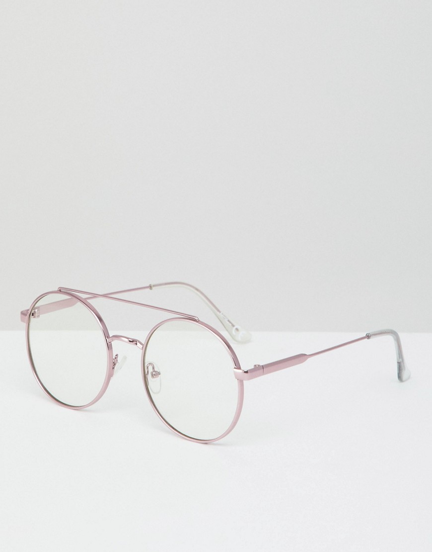 Jeepers Peepers - Occhiali rotondi rosa con lenti trasparenti
