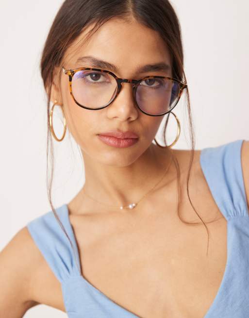 Jeepers Peepers - Occhiali rotondi tartarugati con lenti trasparenti