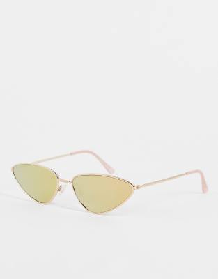 Jeepers Peepers oval almond shape festival sunglasses in gold with mirror lens