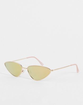 Jeepers Peepers oval almond shape sunglasses in gold with mirror lens