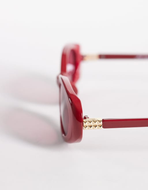 Jeepers Peepers oval sunglasses in burgundy, 2 of 3