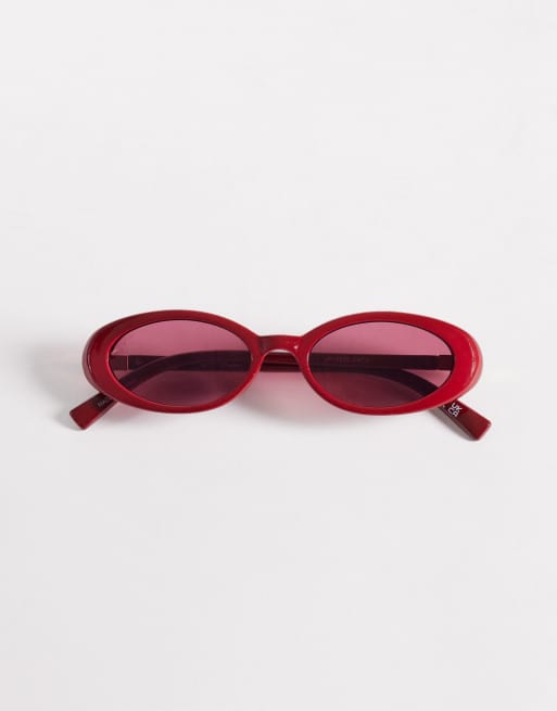 Jeepers Peepers oval sunglasses in burgundy, 3 of 3