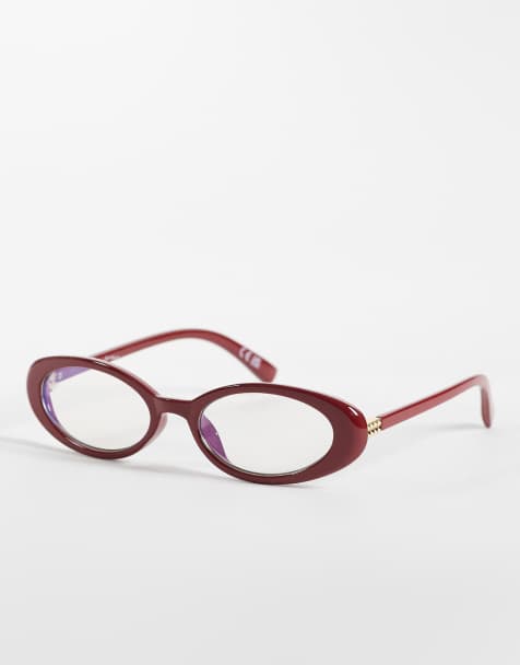 Jeepers Peepers ovala glasögon med genomskinliga glas i burgundy - view 1