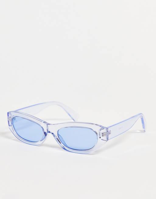 Jeepers Peepers – Ovale Sonnenbrille in Blau mit farblich passenden Gläsern