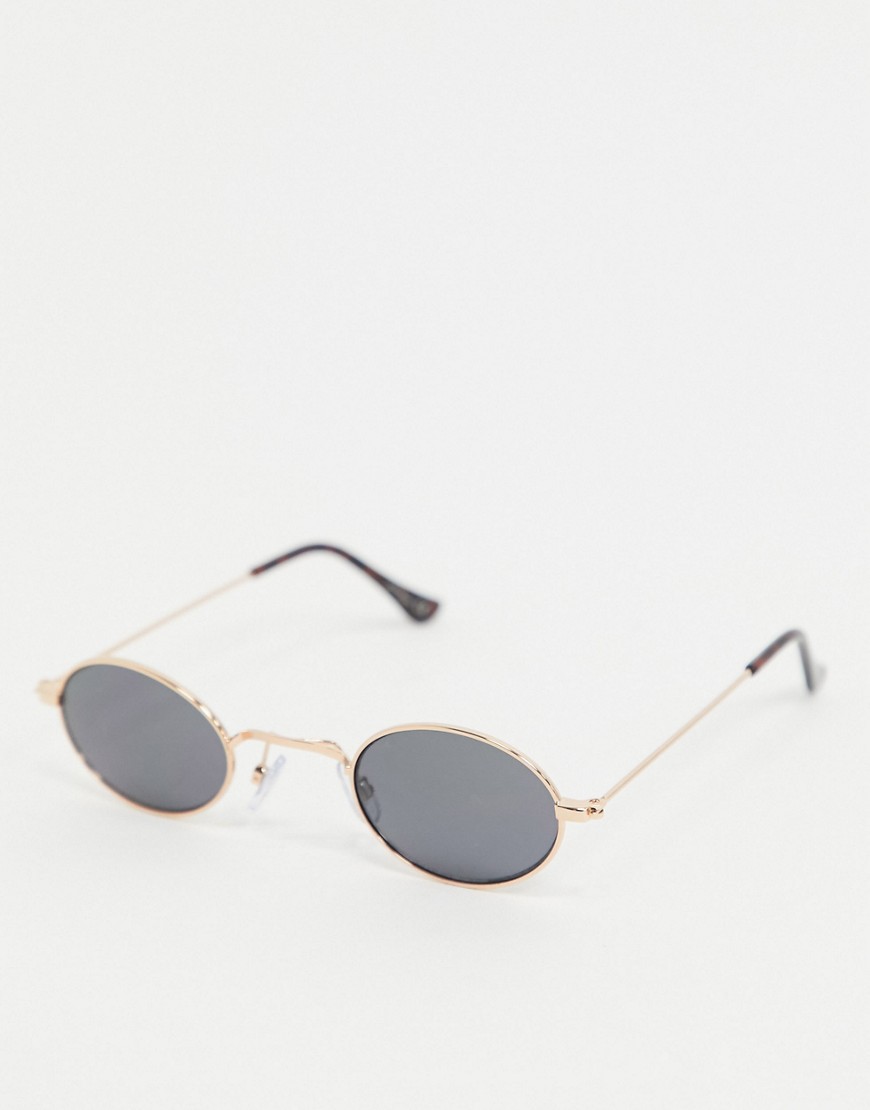 Jeepers Peepers - Ovale zonnebril in goud met zwarte glazen
