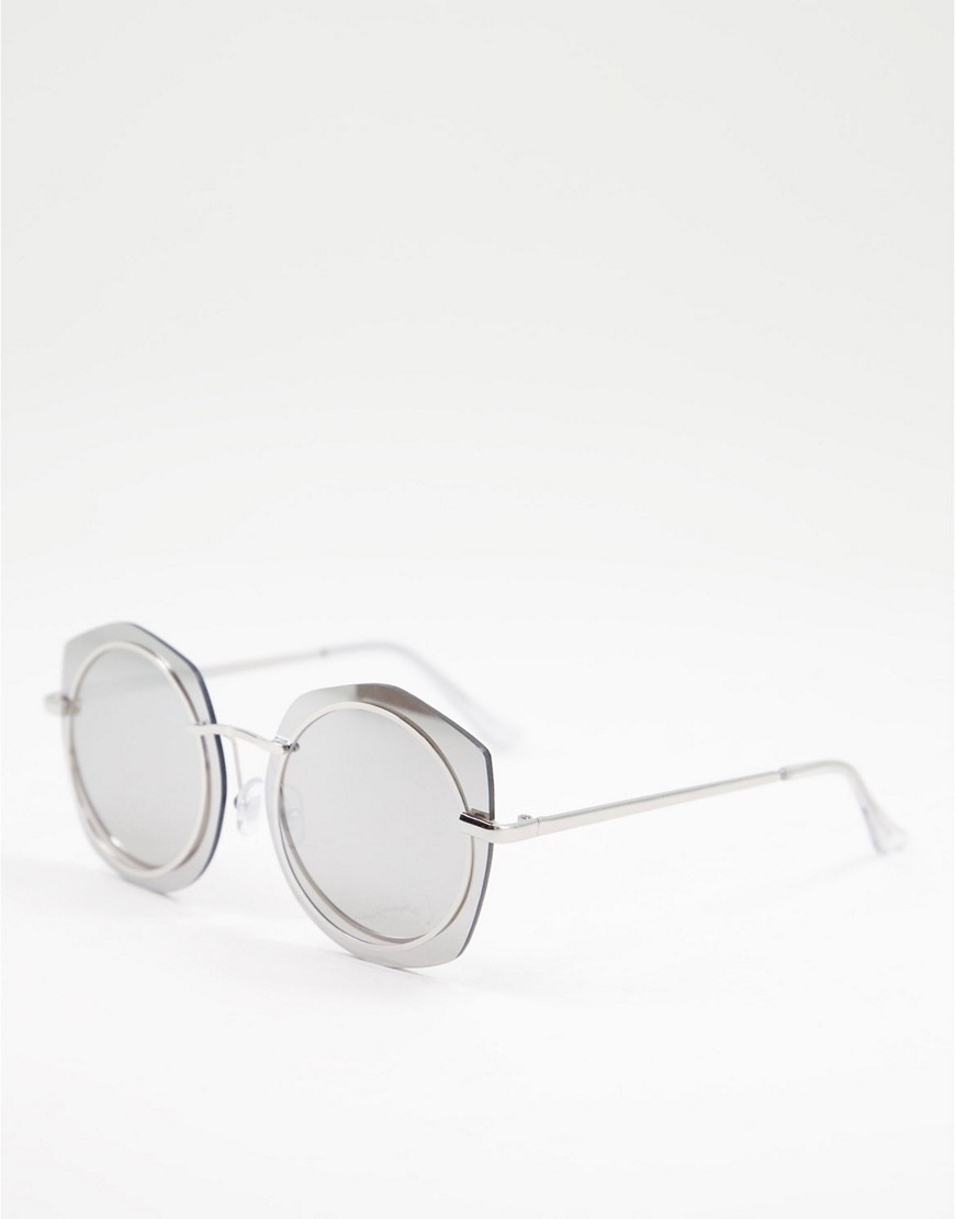 Jeepers Peepers – Oversize-Sonnenbrille mit silberfarbenen Gläsern