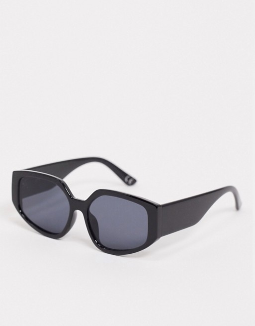 Jeepers Peepers oversized angular sunglasses in black