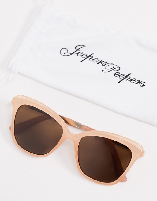 Jeepers Peepers oversized cat eye sunglasses in peach