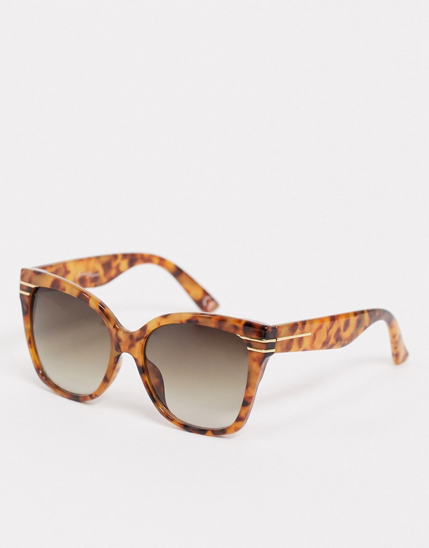 Jeepers Peepers oversized cat eye sunglasses in tort-Brown