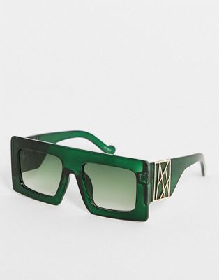 Jeepers Peepers oversized chunky frame sunglasses in green