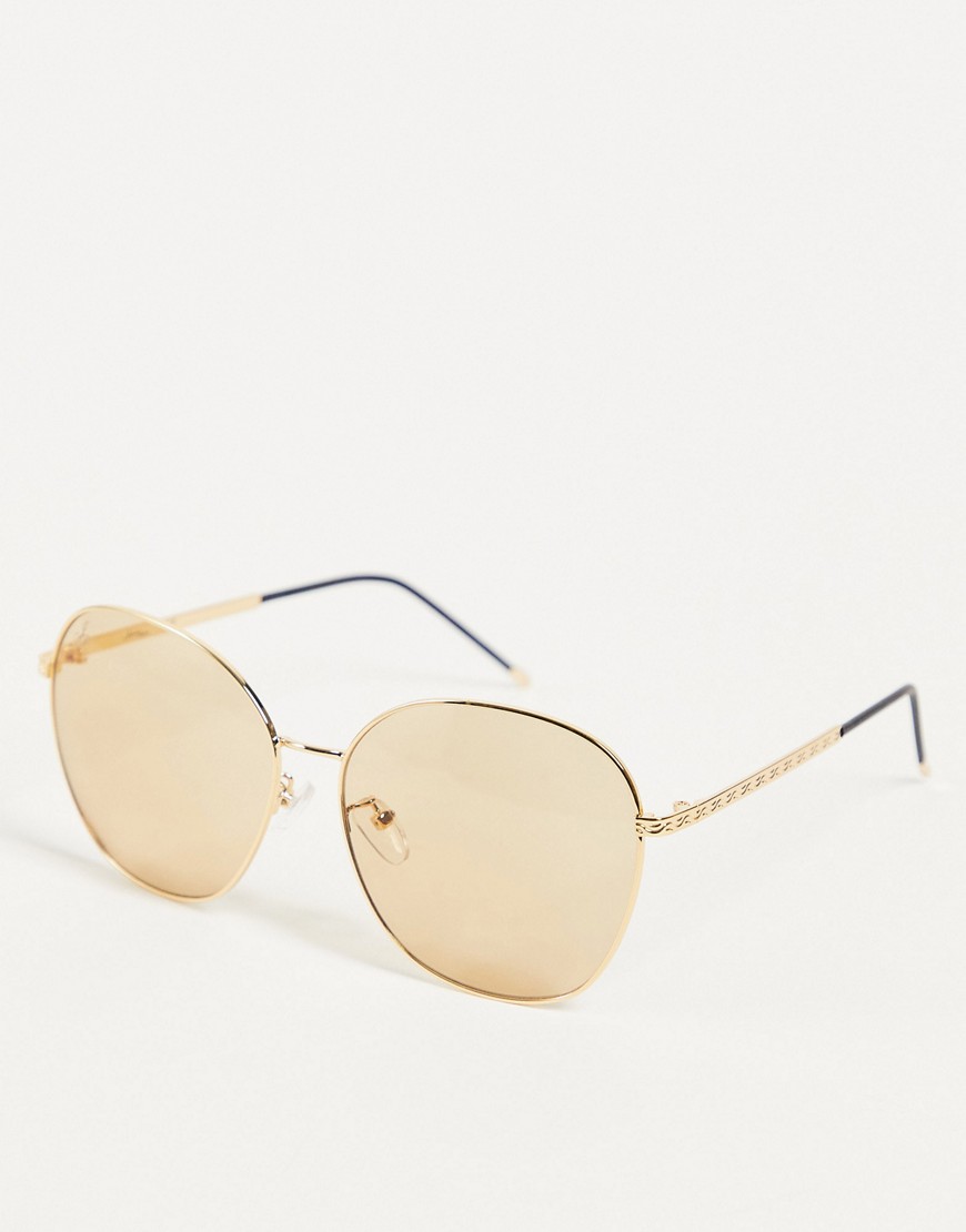 Jeepers Peepers oversized clear lens sunglasses-Gold