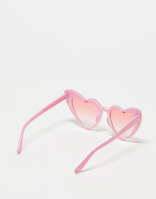 Jeepers Peepers oversized heart festival sunglasses in pink, 2 of 4