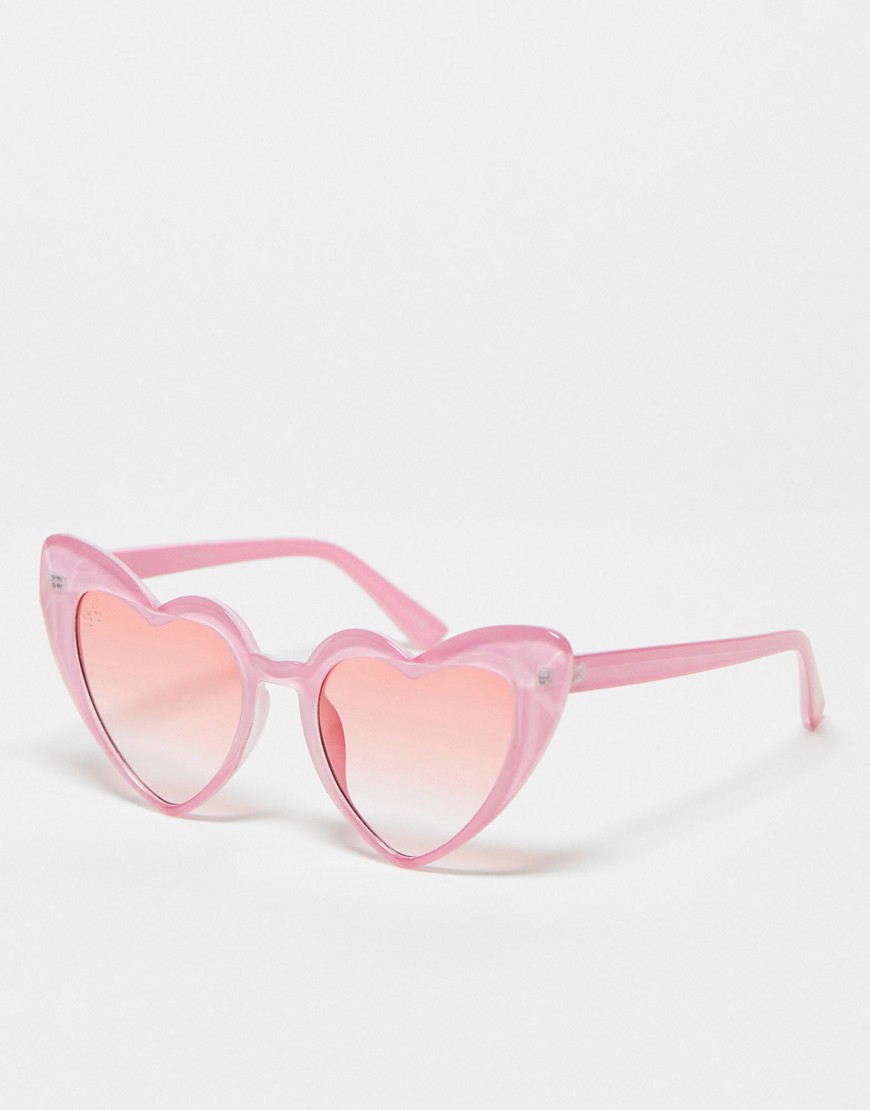 Jeepers Peepers oversized heart sunglasses in pink