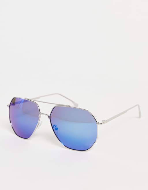Jeepers Peepers oversized hexagon sunglasses in silver