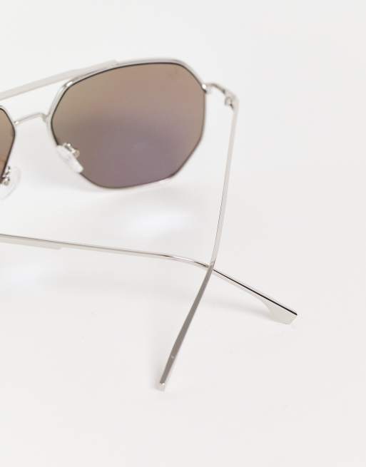 Jeepers Peepers oversized hexagon sunglasses in silver, 2 of 4