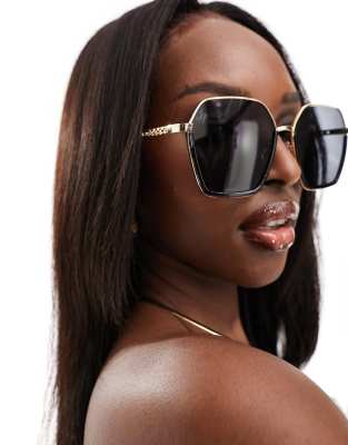 Jeepers Peepers oversized hexagonal sunglasses in black - ASOS Price Checker