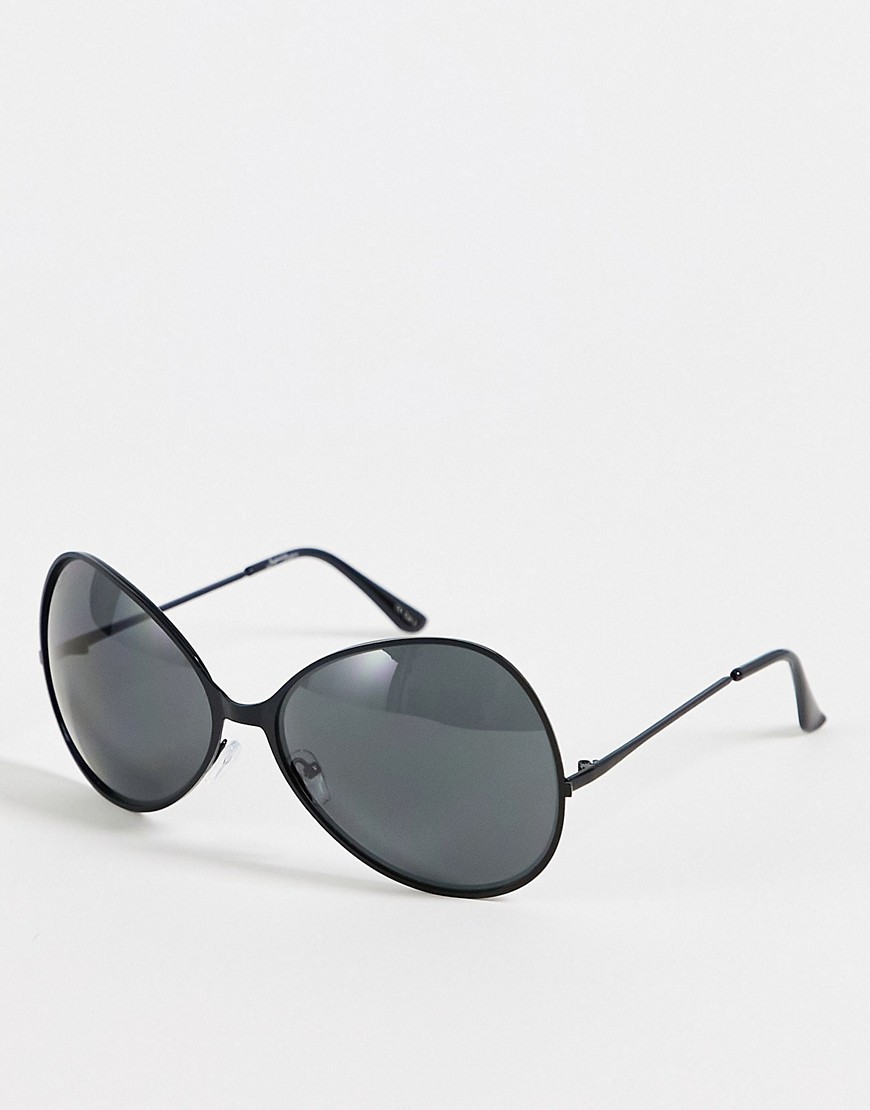 Jeepers Peepers - Oversized ronde zonnebril voor dames in zwart