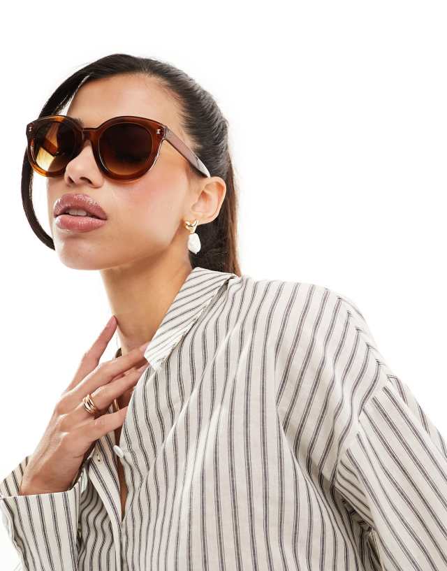 Jeepers Peepers - oversized round sunglasses in brown