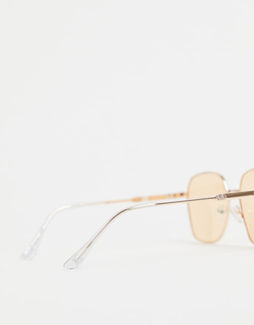 Jeepers Peepers oversized round sunglasses in gold with orange lens, 2 of 4