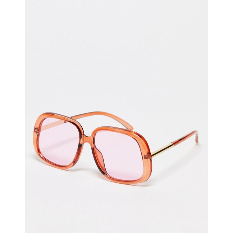 Jeepers Peepers oversized square sunglasses in transparent pink