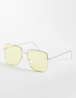 Jeepers Peepers Oversized Square Metal Sunglasses In Metallic