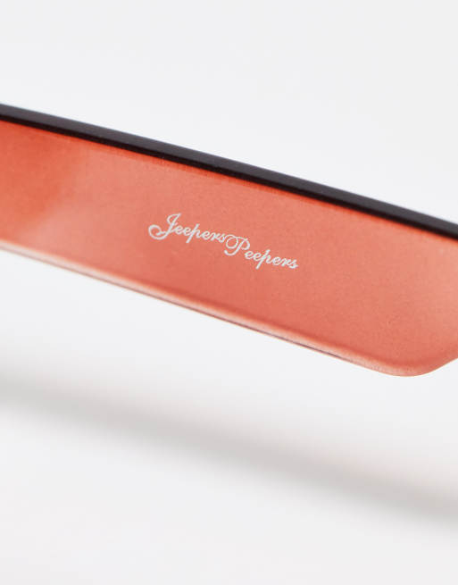 Jeepers Peepers oversized square sunglasses in orange ombre, 3 of 4