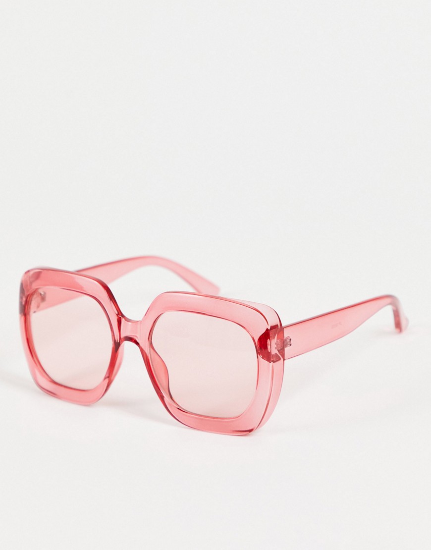 Jeepers Peepers Oversized Square Sunglasses In Transparent Pink