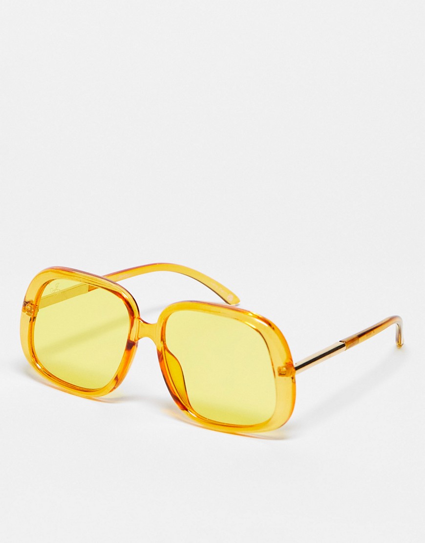 Jeepers Peepers oversized square sunglasses in yellow