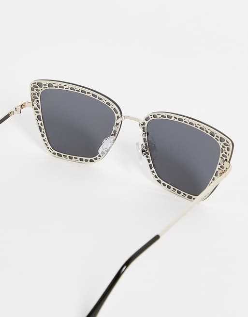 Jeepers Peepers oversized sunglasses with printed frame in black, 2 of 4
