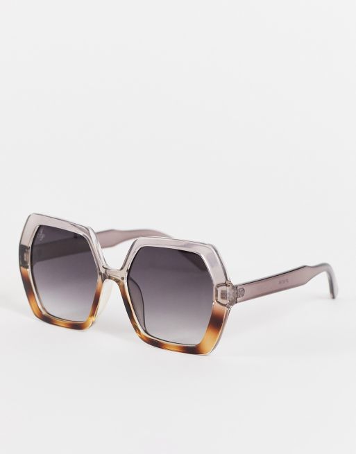 Jeepers Peepers - Oversized vierkante zonnebril voor dames in jaren 70-stijl in paars