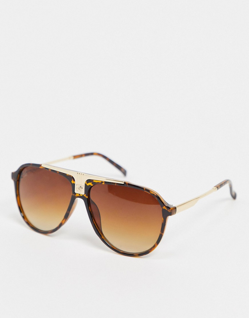 Jeepers Peepers - Pilotenbril in bruin tortoise met goudkleurige neusbrug