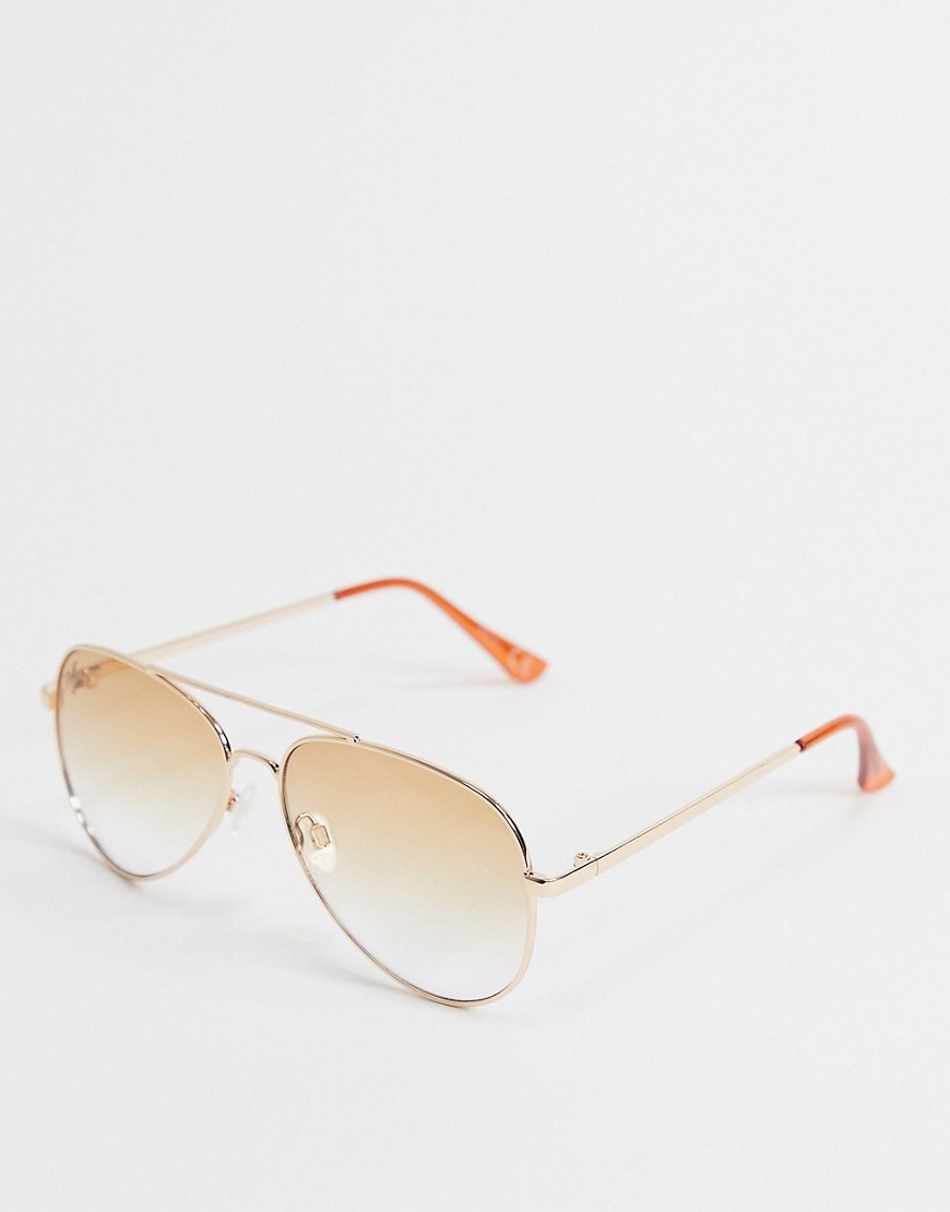 Jeepers Peepers - Pilotenbril in goud met bruine glazen