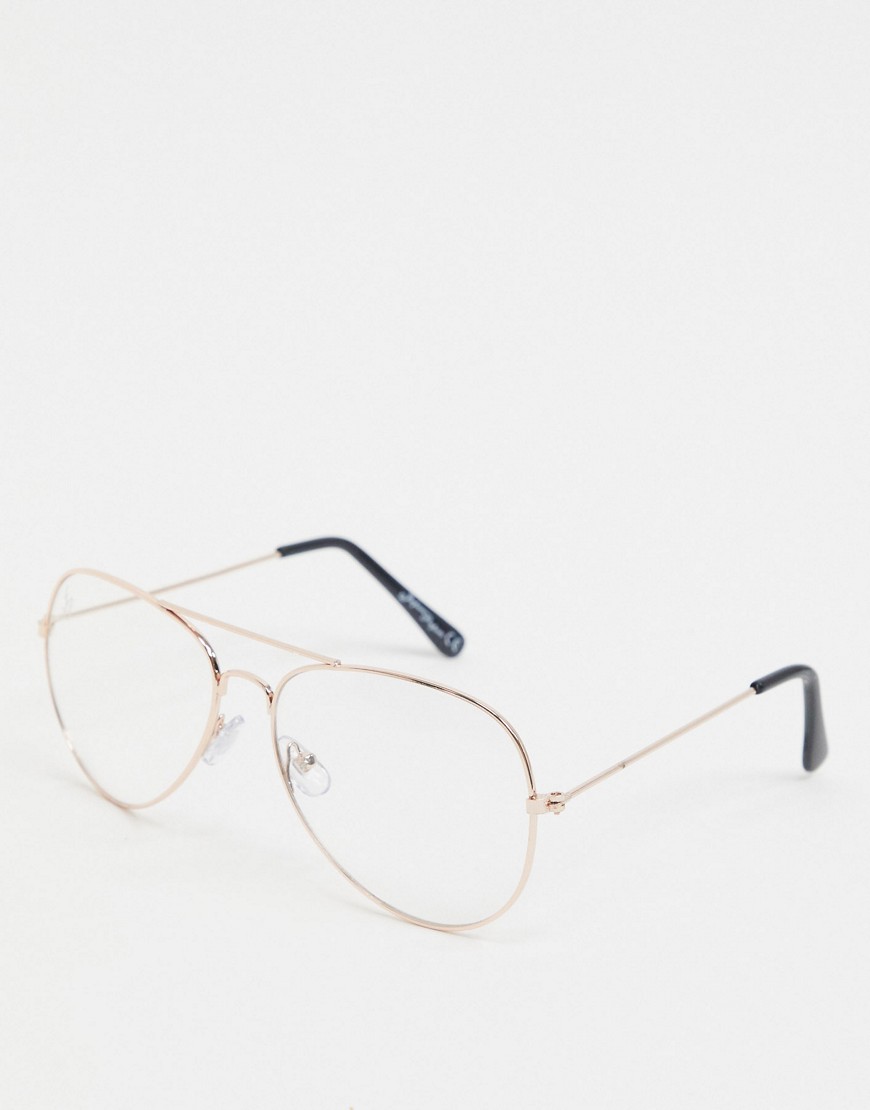 Jeepers Peepers - Pilotenbril met doorzichtige glazen in goud