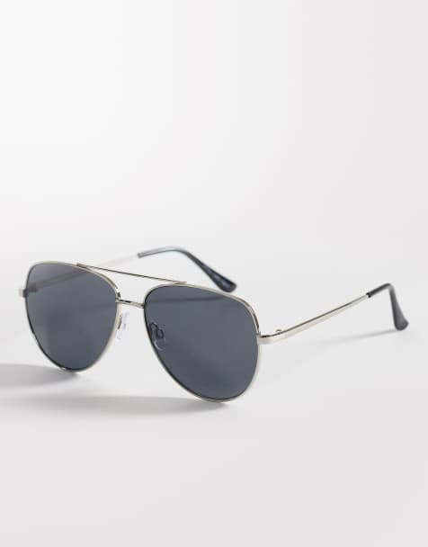 Jeepers Peepers – Pilotensonnenbrille aus Metall in Schwarz und Silber - view 1