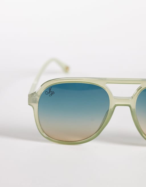 Jeepers Peepers – Pilotensonnenbrille in Grün mit blauen Gläsern , 2 von 3