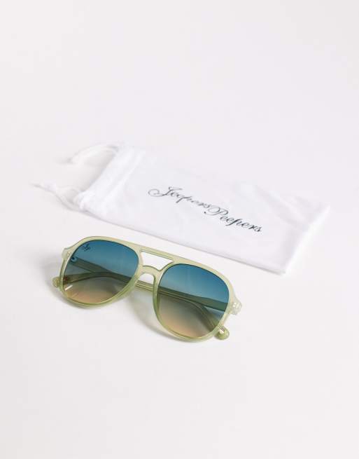 Jeepers Peepers – Pilotensonnenbrille in Grün mit blauen Gläsern , 3 von 3