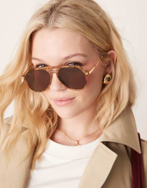 Jeepers Peepers – Pilotensonnenbrille in heller Schildpatt-Optik - view 1