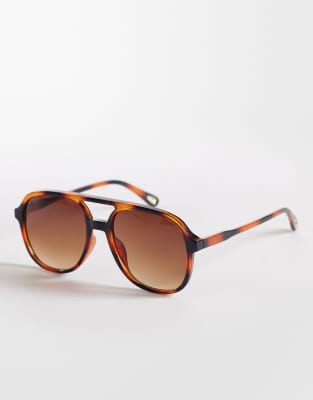 Jeepers Peepers - Pilotensonnenbrille in heller Schildpattoptik-Brown