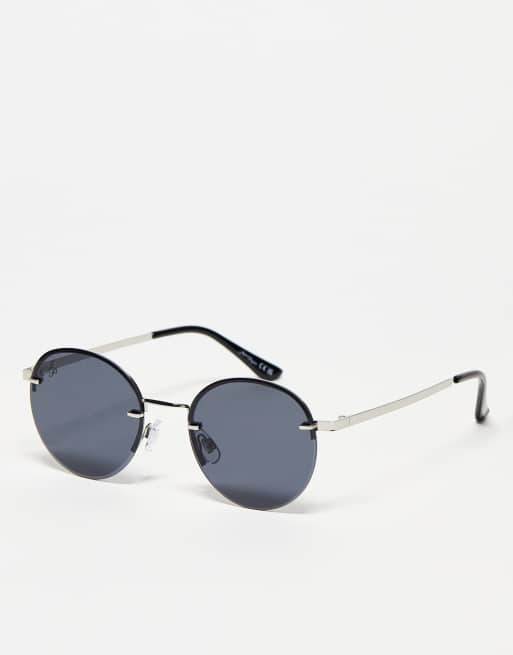 Jeepers Peepers – Rahmenlose runde Sonnenbrille in Schwarz