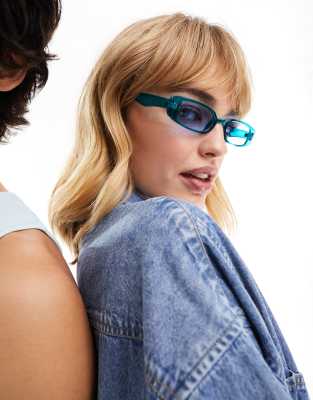 Jeepers Peepers - Rechteckige Sonnenbrille in Blau