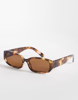 Jeepers Peepers - Rechteckige Sonnenbrille in heller Schildpattoptik-Brown