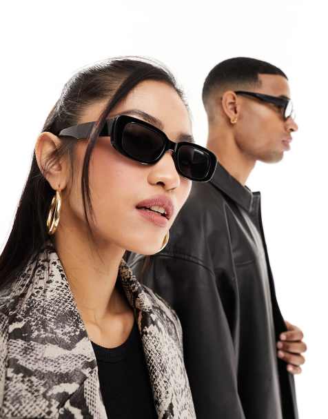 Jeepers Peepers – Rechteckige Sonnenbrille in Schwarz - view 1