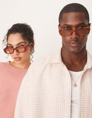 Jeepers Peepers Jeepers Peepers rectangle sunglasses in brown orange tort