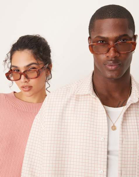 Jeepers Peepers rectangle sunglasses in brown orange tort - view 1